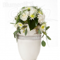 Urne mit Blumenschmuck